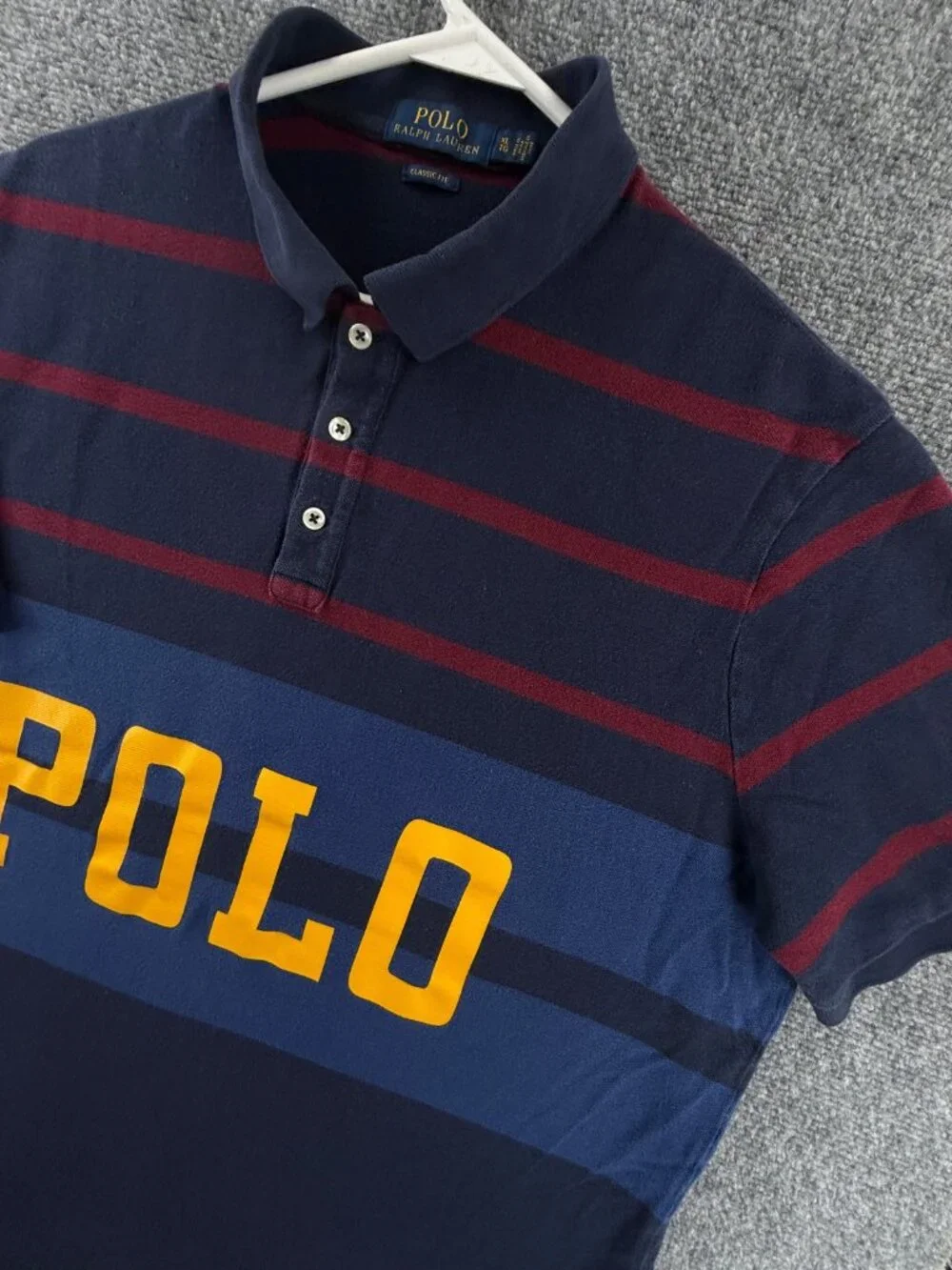 Polo Ralph Lauren Colorful Spell Out Logo Striped Polo Shirt XL Classic Rugby